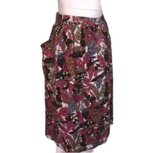 Midi Skirt Womens Vintage Floral Pink Blue Side Zipper One Pocket Custom Made